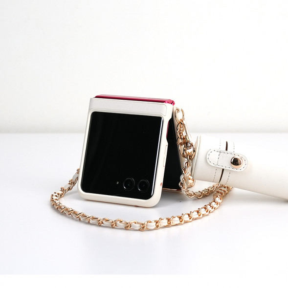 Lenovo Motorola (moto) razr 40 Ultra fashion chain plain leather protective case/plain leather protective case QX41M44949