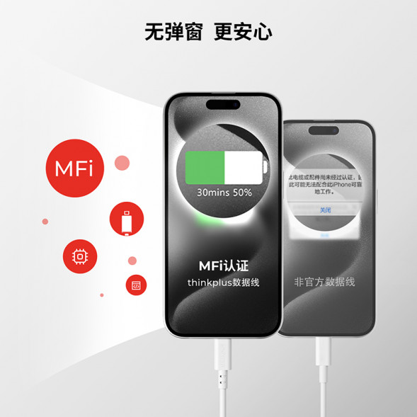 Lenovo C to L MFi certified Apple silicone fast charging cable (1 meter)/white QZ51Q22852