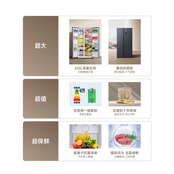 Xiaomi Mijia Refrigerator double door 610L Moyuyan 40961