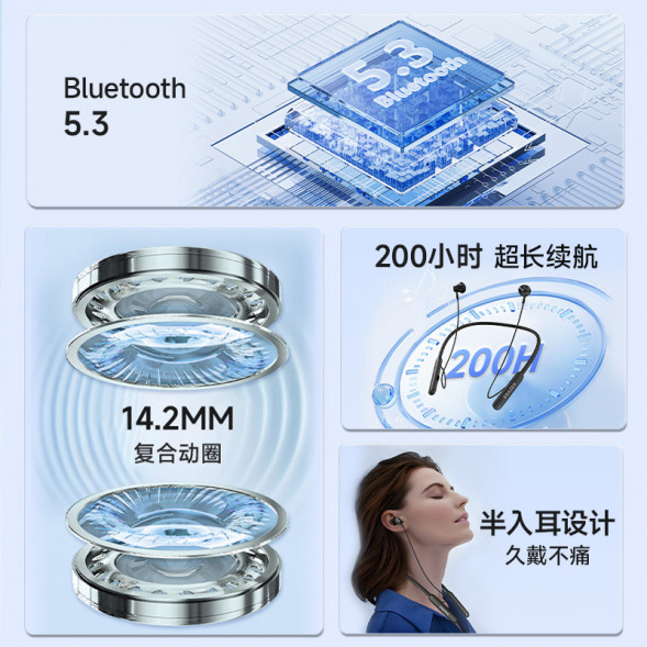 Lenovo Erazer (Wireless Hanger) Bluetooth 5.3+14.2MM composite dynamic coil+semi-in-ear design EQ-Z01 black 65014759