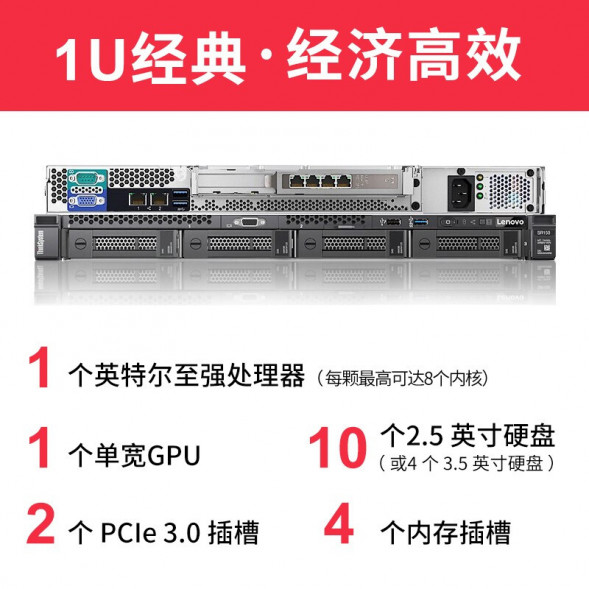 Lenovo ThinkSystem SR258V2 commercial office ERP financial system server E2314/2*16GB /4*2T SR258V2RC006